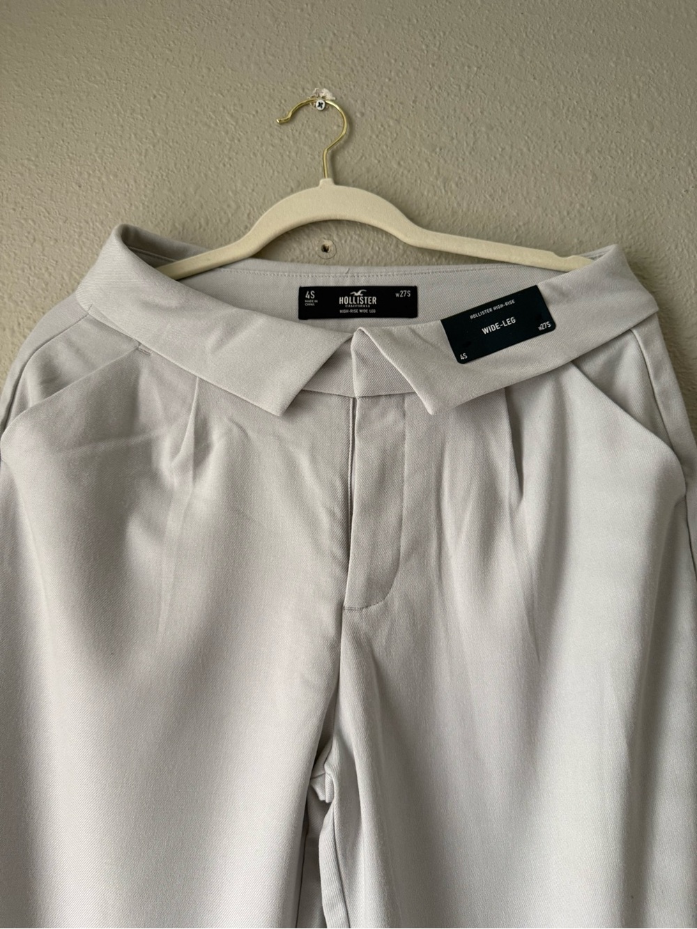 Hollister Pale Gray Wide-Leg Trousers